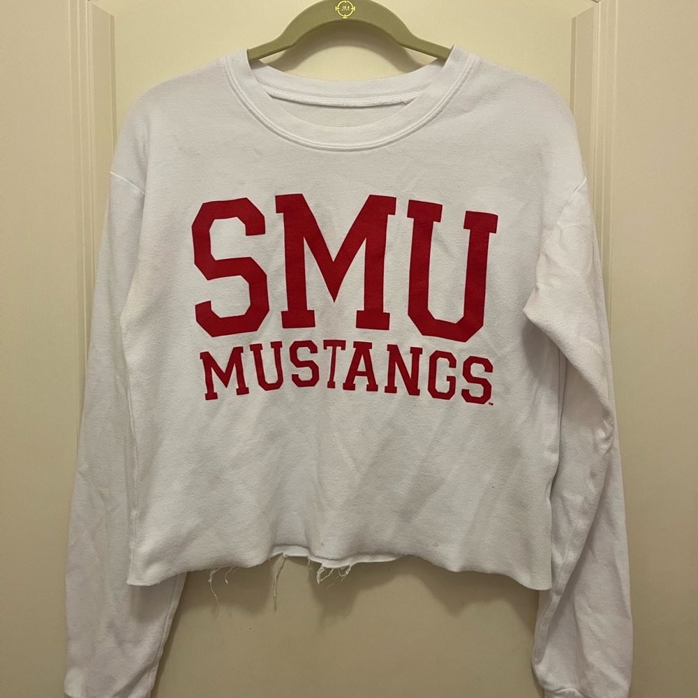 SMU cropped and distressed sweatshirt